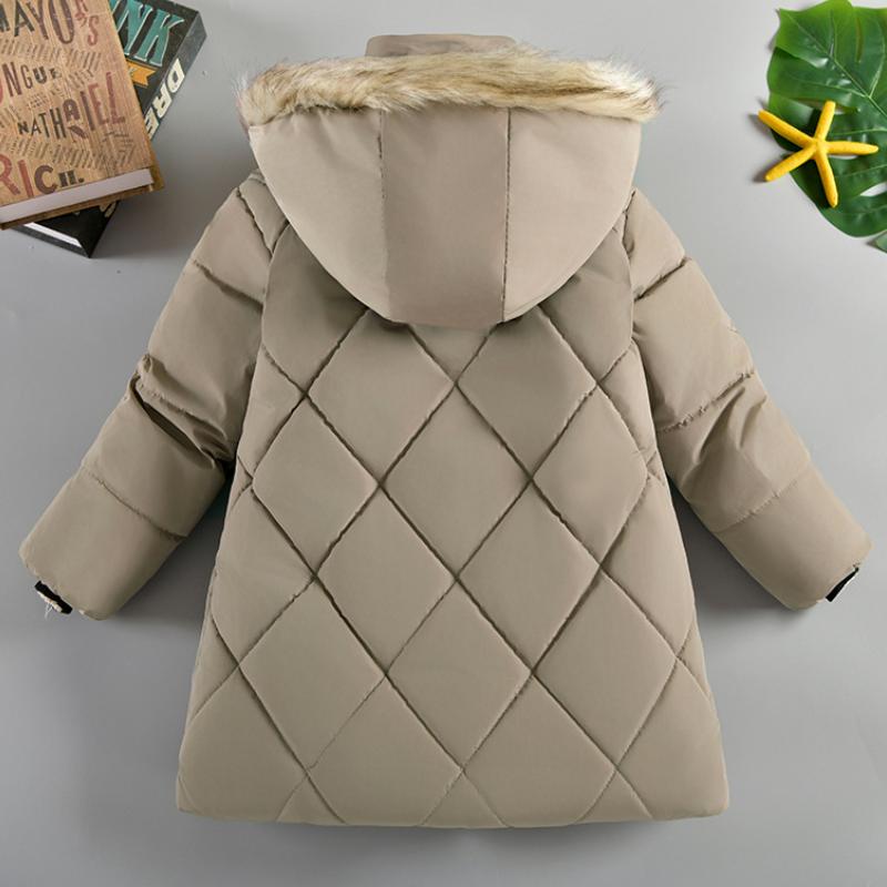 Boys Autumn and Winter Hooded Fur Collar with Plush Thick Coat for Warmth Insulation and Windproof