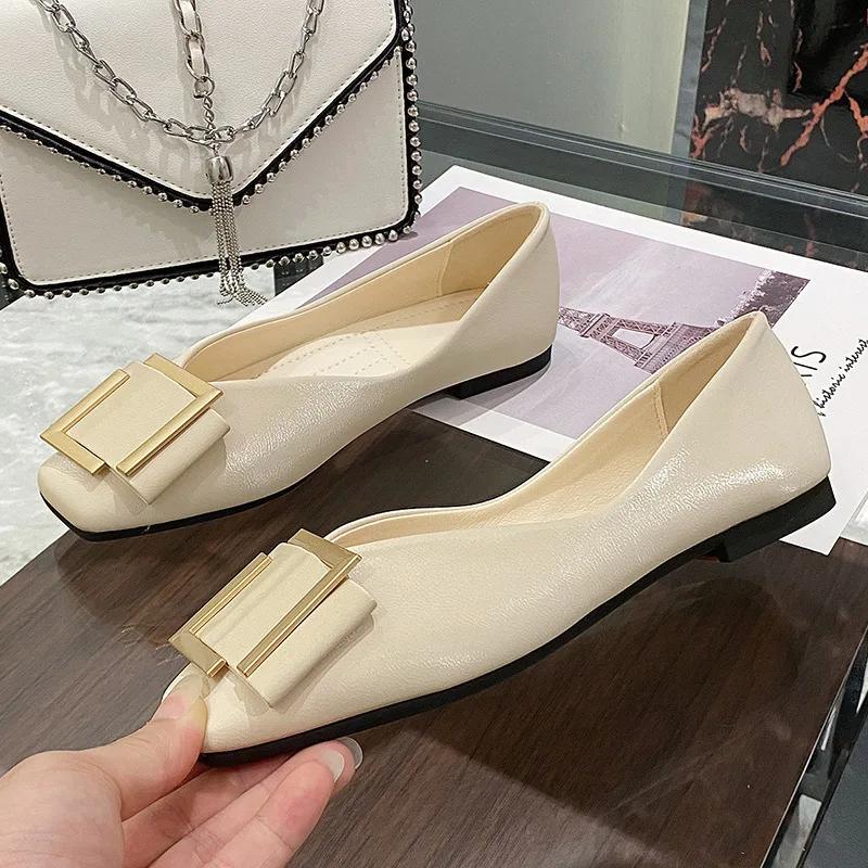 Fashion Modern Lady Single Shoes Soft Women Flats Spring Summer Flat Footwear Plus Size 42 Black Pink