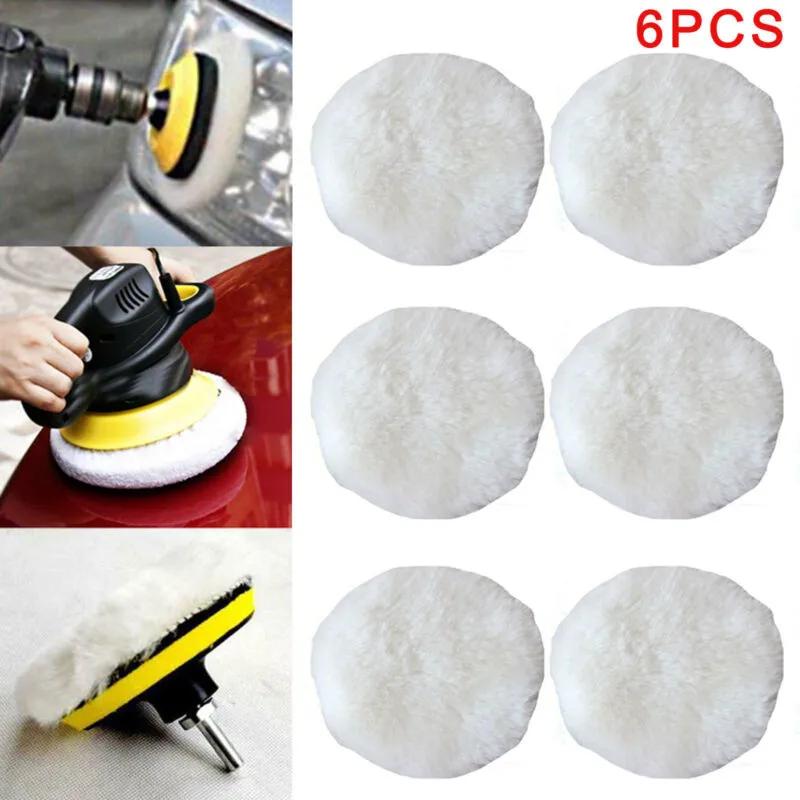 Easy Fit Polishing Bonnet Buffer Pads, Suitable for 240mm Pads, for Cars and Furnitures, Soft Wool Material 6Pcs