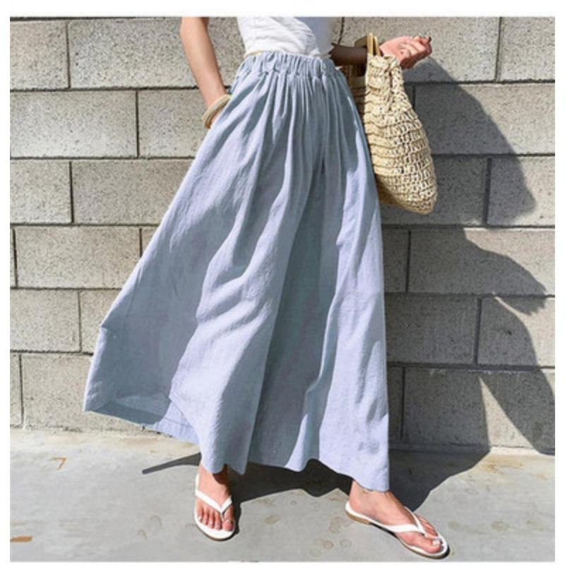Summer Women's Fashion Solid Color Linen Wide Leg Pants Casual Pants Long Pants Women's Pants Trousers Women’s
