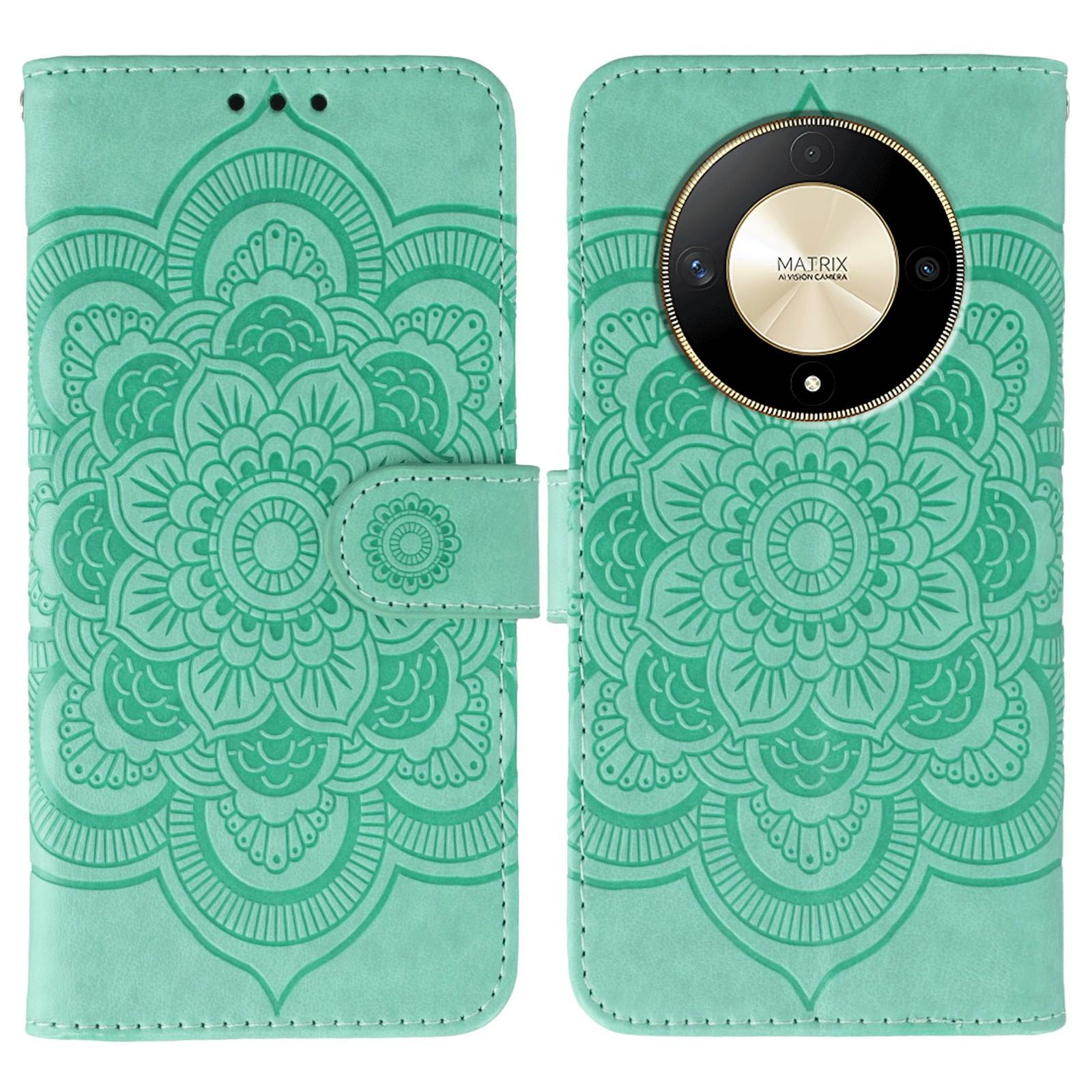 

Чохол для телефону для Honor Magic6 Lite 5G/X50 5G/X50 GT 5G/X50 Pro 5G/X9b 5G з PU шкіри з тисненим дизайном мандали, чохол-гаманець Green