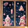 Party Atmosphere Wall Decorations Christmas Snowman Static Glass Stickers, Decorative Pink Decals, Waterproof PVC Creative Gift for Friends