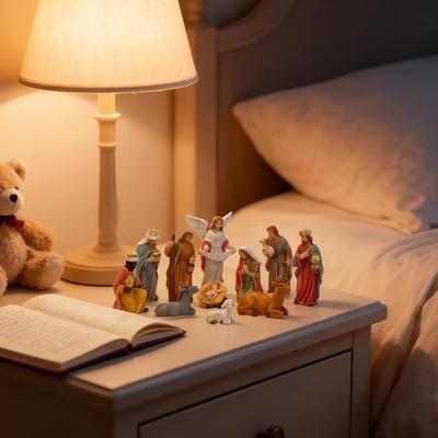 Kerststal Kerstdecoraties Religieuze Jezus Beeldjes Kribbe Heilige Familie Beeld Kerststal Set voor Binnen