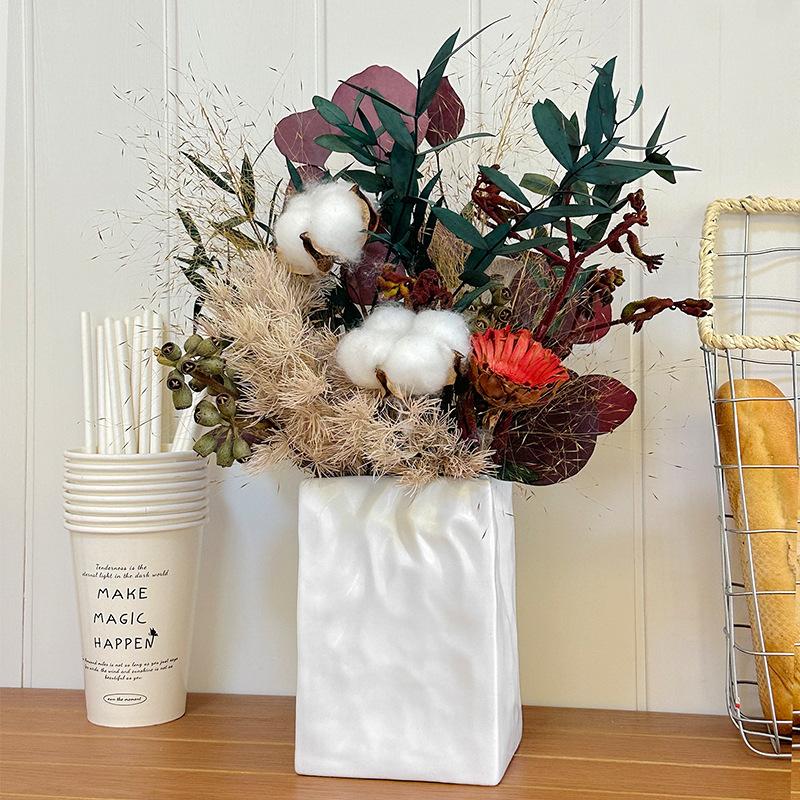 Shell Plastic Vase Home Decor Folding Hydroponic Flower Arrangement Vase Imitation Ceramic Landscape Art Flower Pot Decoration