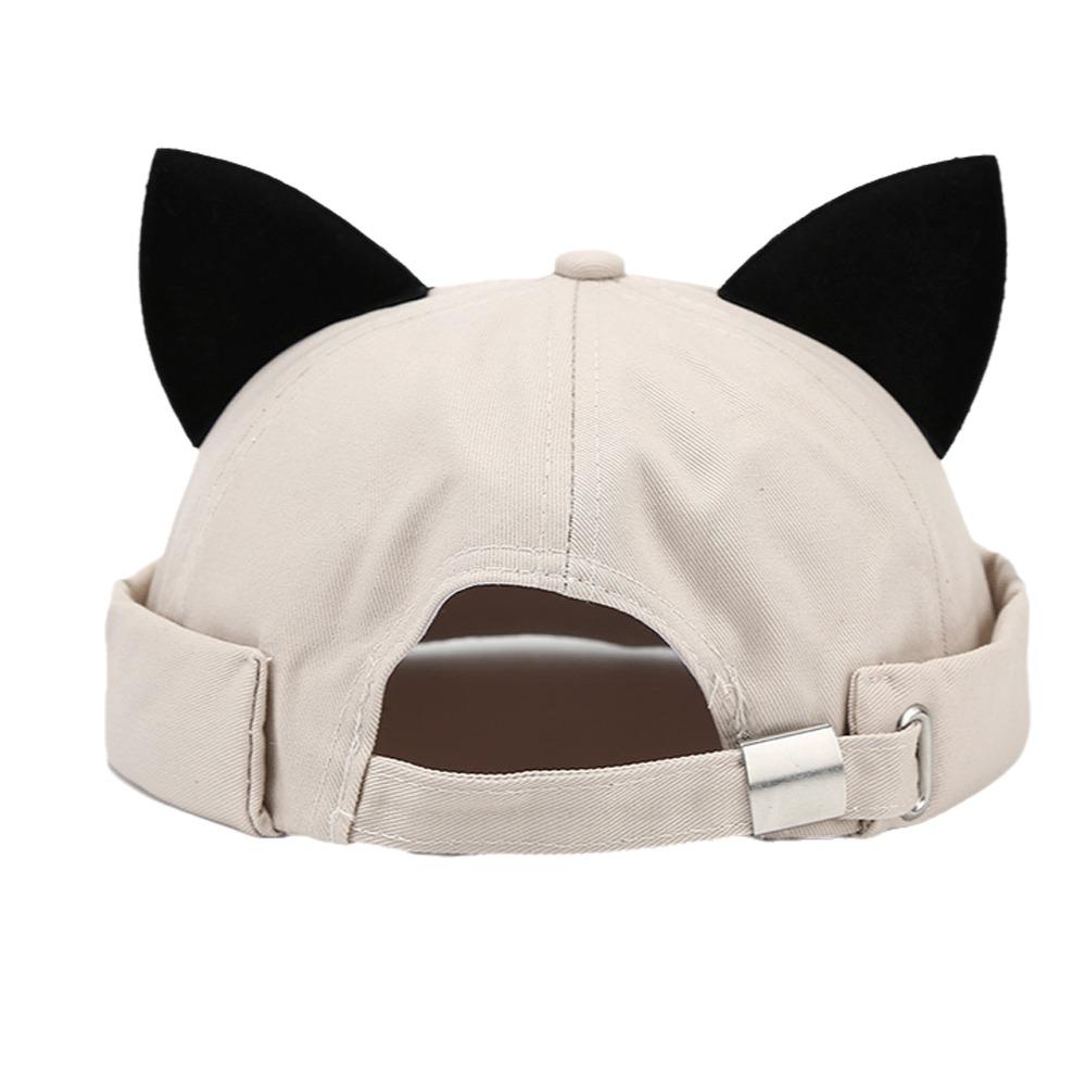 Leopard Print Cat Ears Brimless Hat Adjustable Beanie Hat Cute Melon Docker Cap  Outdoor