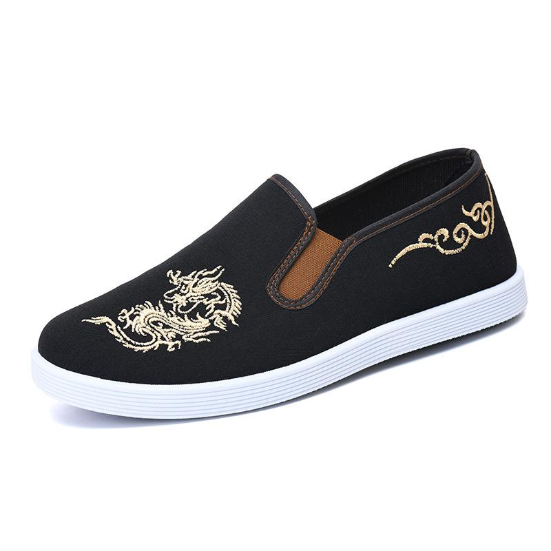 New Chinese Style Spring and Summer New Ethnic Style Embroidered Cloth Shoes, Canvas Shoes, Breathable One Foot Men's Shoes
