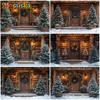Mocsicka Christmas Photography Backgrounds Winter Snow Decoration Photo Backdrops Xmas Tree Wooden House Pattern Shootin181