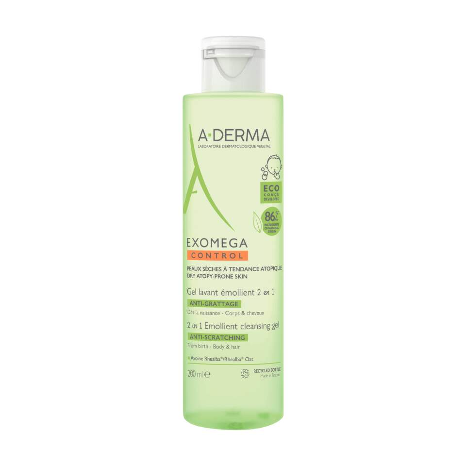 A-Derma, Exomega Control, Anti-Scratching & Soothing, Cleansing Gel, For Hair & Body, 200 Ml