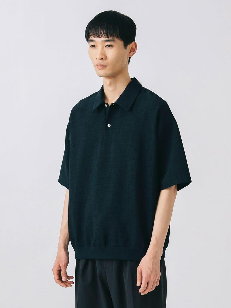 Beams Heart S/S Polo Polymelange Polo Shirt (Moisture-Wicking, Quick-Drying), Men's Navy, Size XL, 42020026639