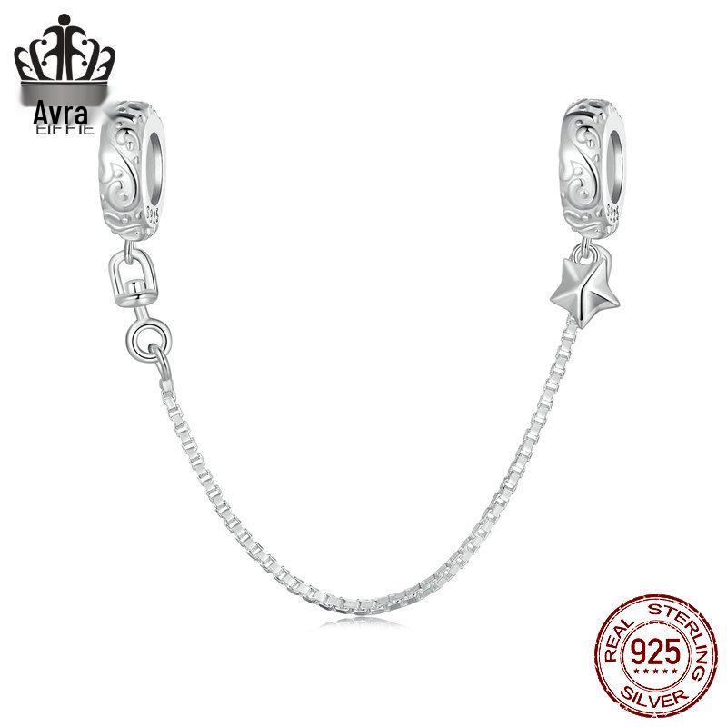 

Star DIY Bracelet: S925 Sterling Silver & Silicone Safety Chain with Beaded Pattern