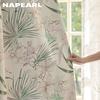1 Stück NAPEARL Helle Verdunkelungsvorhänge Sanft Grüne Pflanzen- und Blumendruck-Vorhänge für Schlafzimmer Wohnzimmer Balkonfenster für Heimdekoration