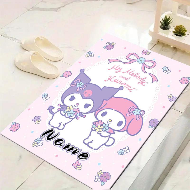 Custom 1Pc Melody Kuromi Flowers Rug Office Carpet Indoor Outdoor Entrance Doormat Nonslip Soft And Comfortable Living Room D2915287
