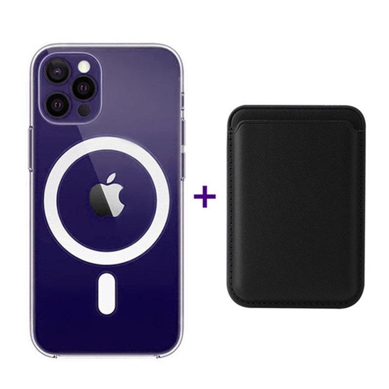 

Магнитный чехол-кошелек для телефона Magsafe для iPhone 13 11 12 14 Pro Max X XR XS 7 8 Plus SE, мини-держатель для слота для карт, противоударный чехол iPhone X чёрный