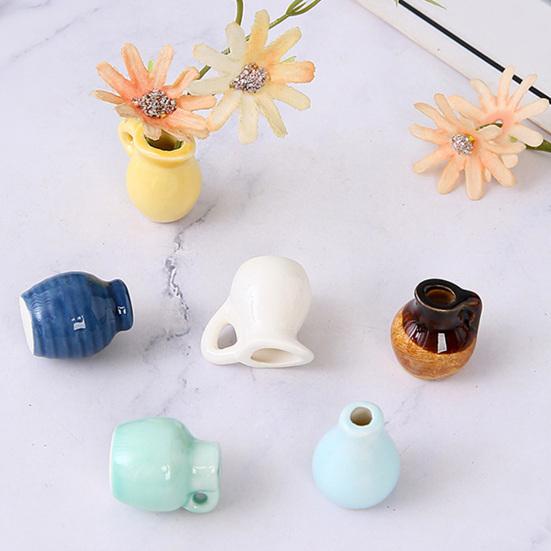 Mini Ceramic Vase Refrigerator Magnet 3D Miniature Plants Flower Vase Fridge Magnet Home Office Kitchen Locker Decoration