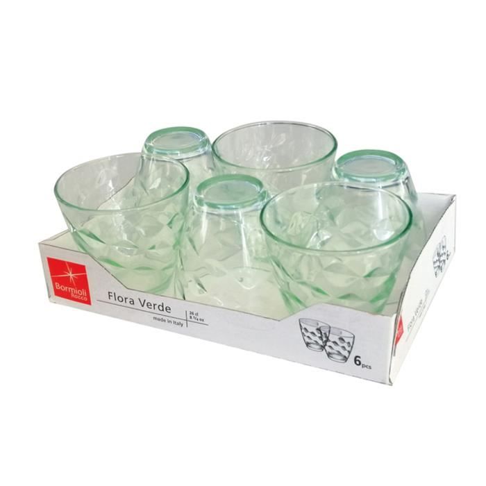 Gobelet - FLORA - 26CL - Vert - Verre - Lot de 6