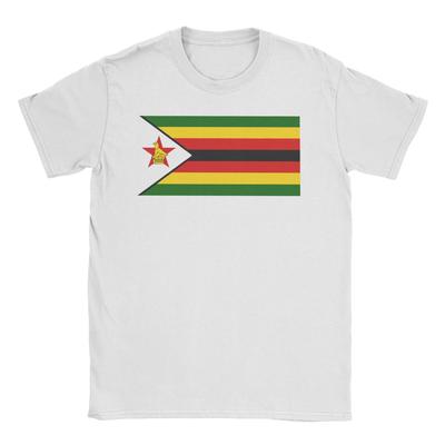 Zimbabwe Flag TShirts for Unisex Women Leisure Pure Cotton Tee Shirt Round Neck Short Sleeve T Shirt Plus Size Tops