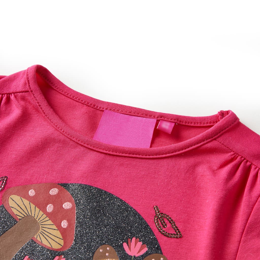 Kids Long Sleeve T Shirt Neon Pink Size 128