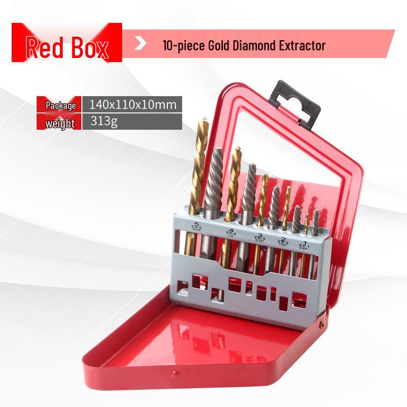 10-Piece Screw Extractor Set with Iron Box and Imperial Drill Bits