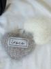 iroco fluffy heart key ring (white&grey)