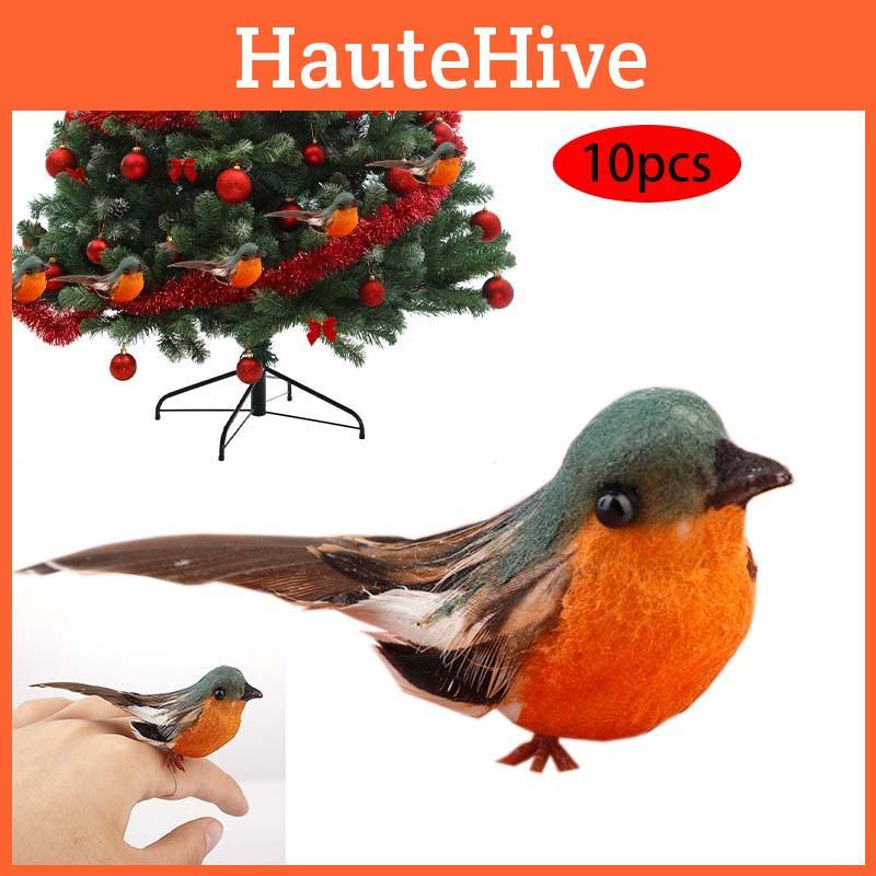 10pcs Robin Artificial Birds Craft Ornament Christmas Tree Party Decor Hanging