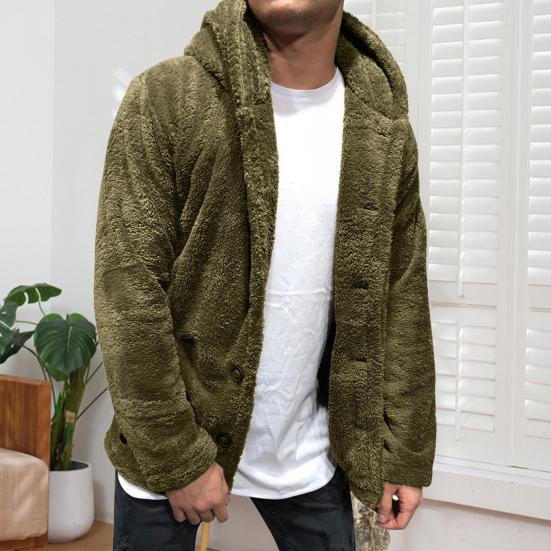 Herren Mantel Revers Langarm Einreiher Oberbekleidung Einfarbig Verdickt Samt Winterjacke Übermantel