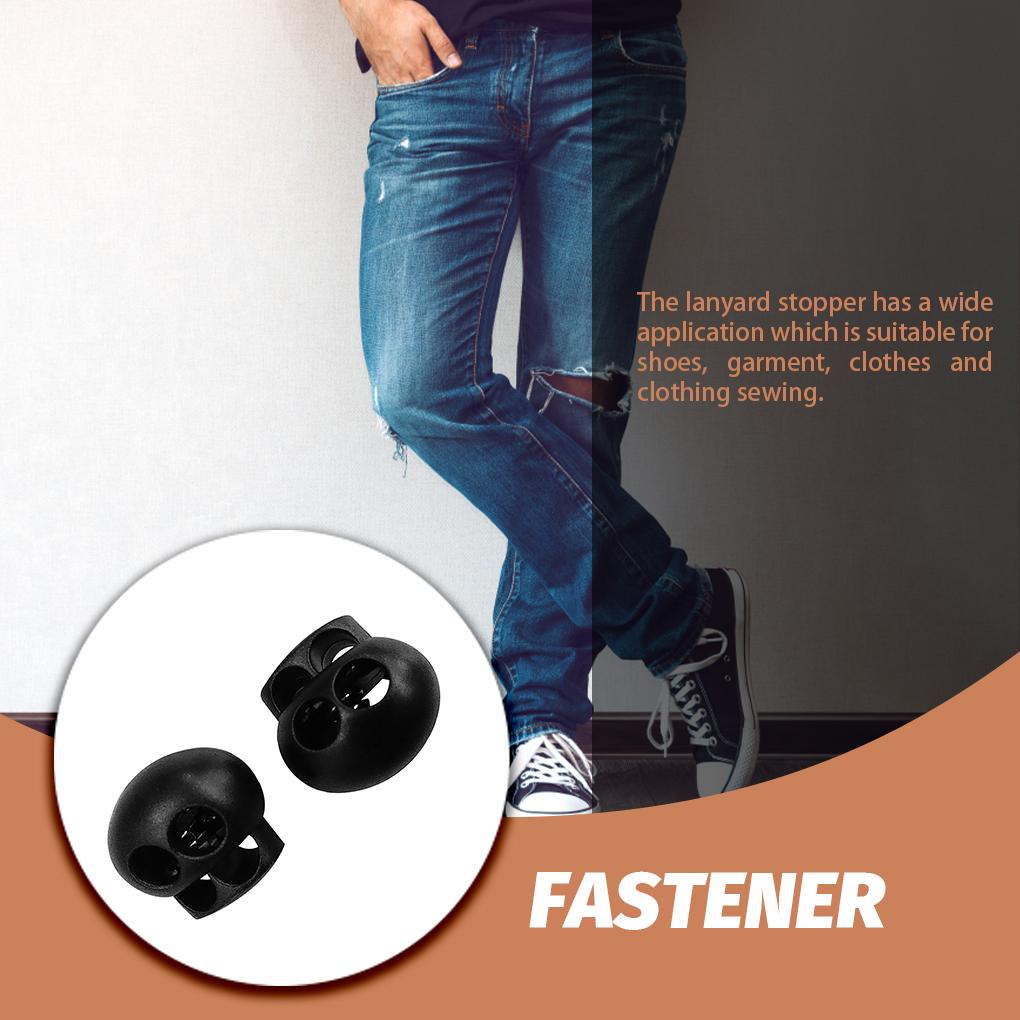 10 Pieces Cord Stopper Bag Shoe Round Shaped Drawstring Stoppers with 2 Holes Portable Anti-skid Rope Fastener