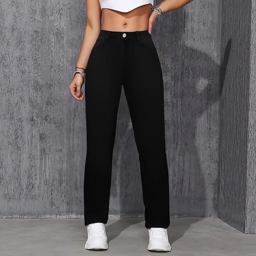 

Womejeans Women s Slim Fit Black Jeans - Casual Versatile Long Pants XX-Large чёрный