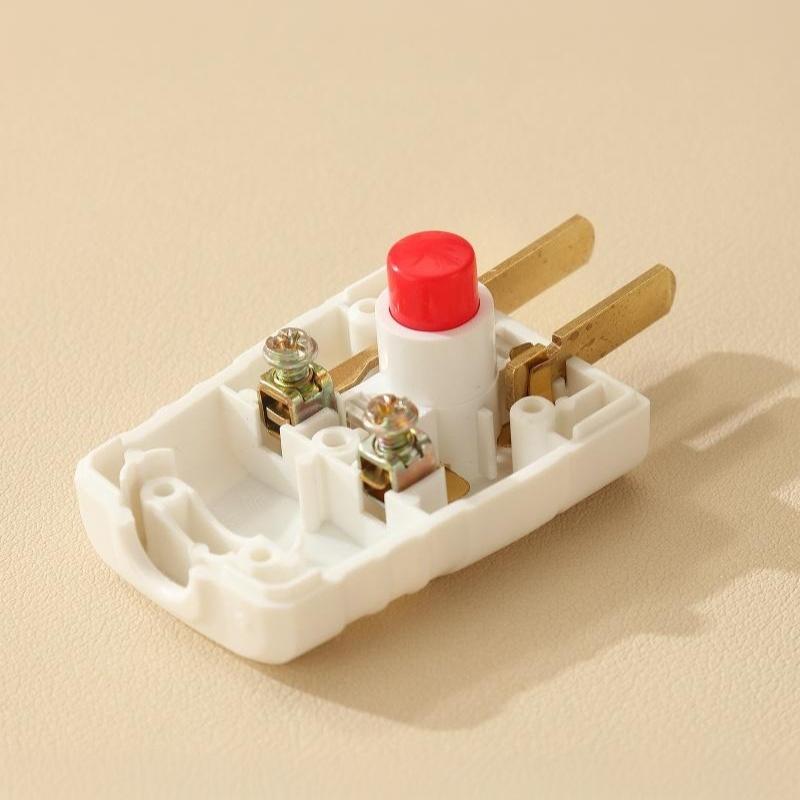 New 2 Prong Electric Power Plug With On Off Switch And Thick Pure Copper Pins 10A 250V For Home Office Daily Use