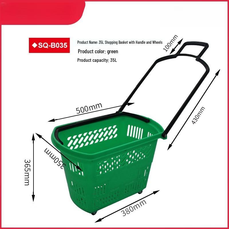 35L Deluxe Rolling Shopping Basket