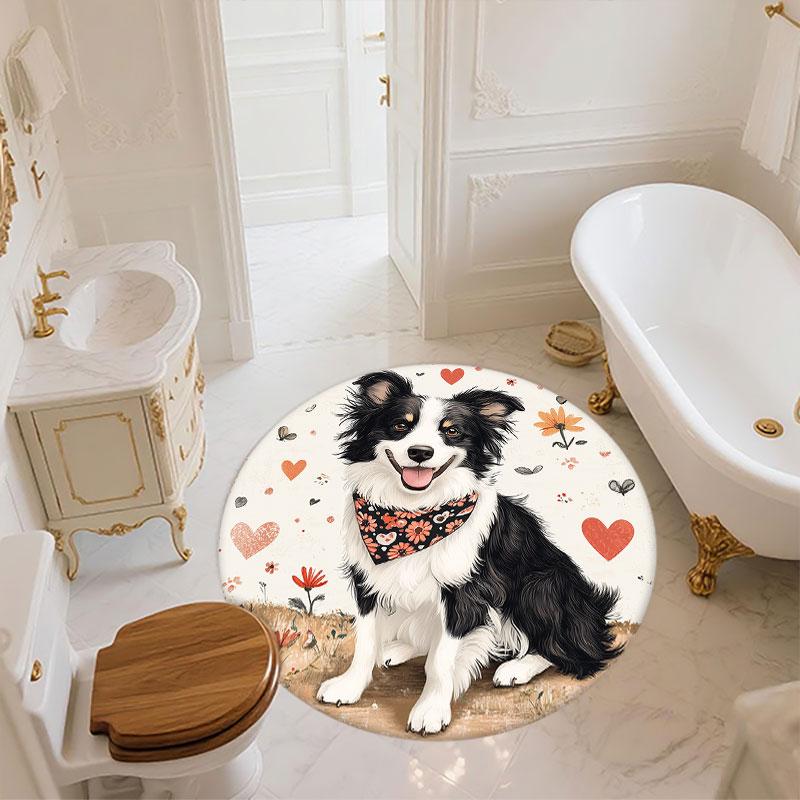Sheepdog pattern round rug,Carpet Rug for Living Room Bedroom Playroom ,Non-slip Floor Mat,Holiday Gifts and Birthday Gifts.