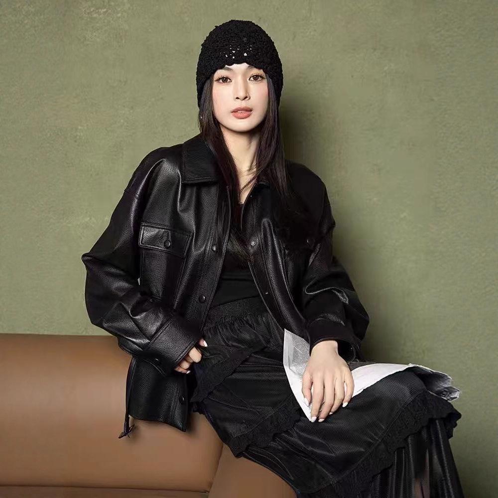 Spring & Autumn Women's Short Leather Jacket – Stylish Motorcycle Outerwear