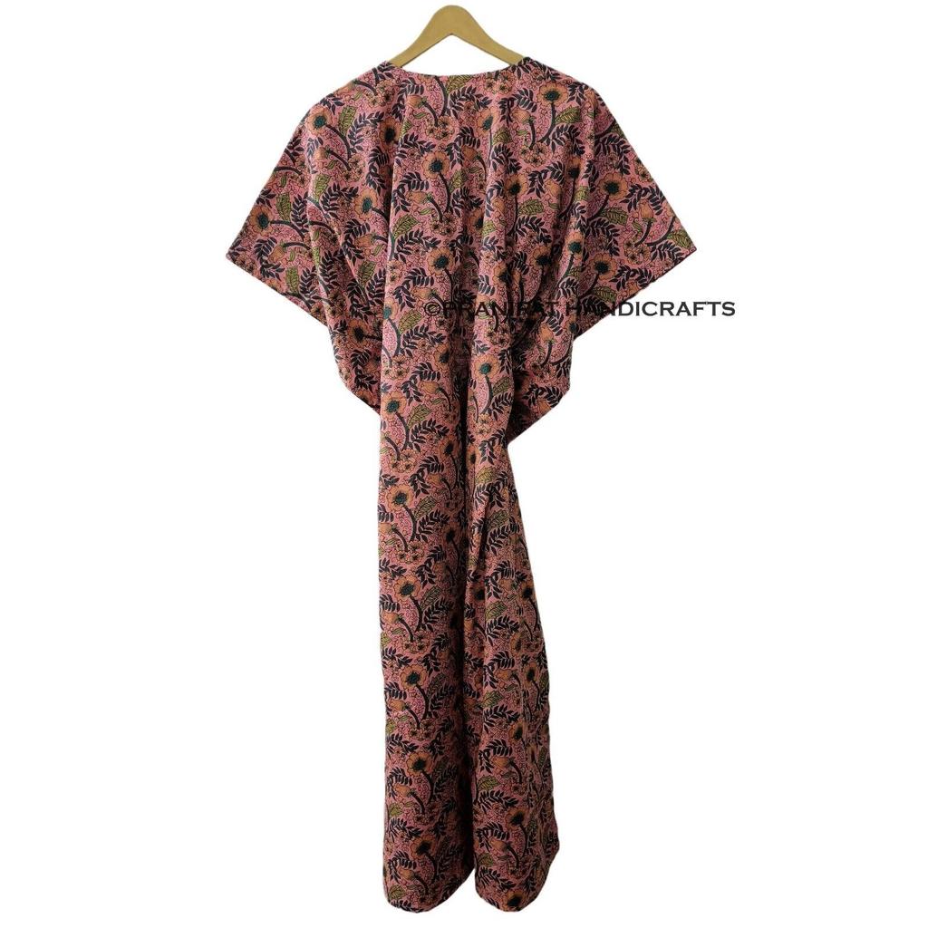 Rochie caftan pentru femei, din bumbac, cu imprimeu floral, piersic, maxi pentru plajă CKFTN-SCRN-FULL-BUYIT-168