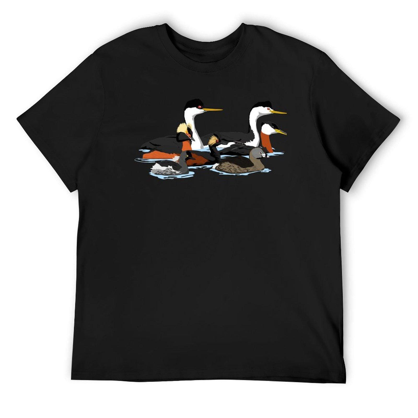 

Grebes of North America (no text) T-Shirt Short sleeve tee oversizeds street wear mens champion t shirts 4XL