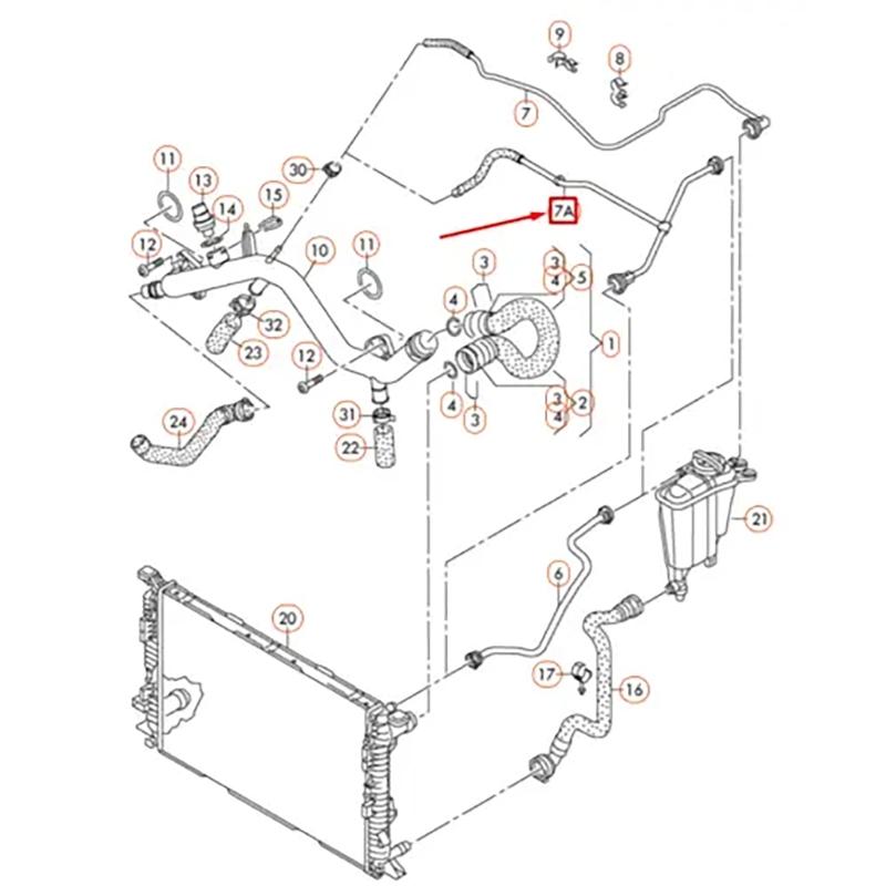Furtun de preaplin lichid de răcire motor Furtun de răcire radiator Accesoriu de înlocuire pentru furtun rezervor lichid de răcire 3,20L