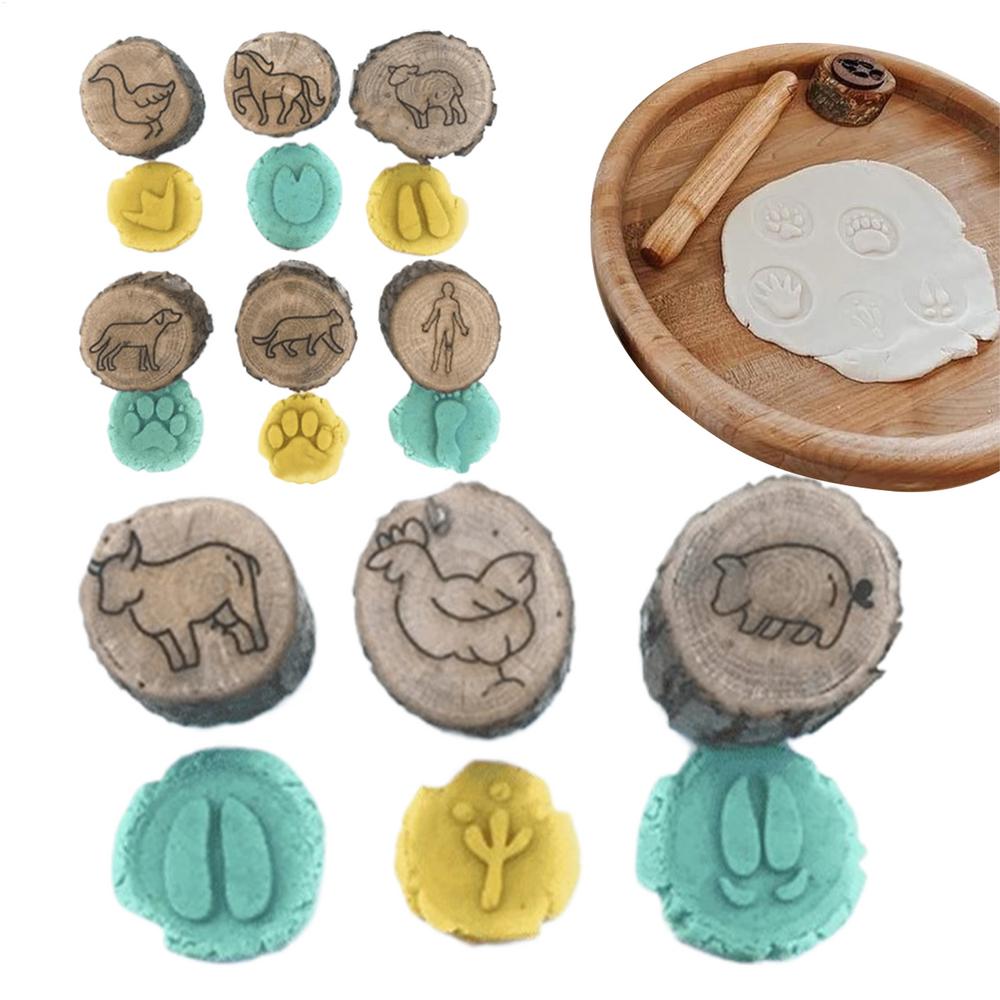 

Animal Stamps For Kids Kids Stamp Set Fun Games Wooden Footprints Stampers Craft Kits Scrapbook Supplies Preschool Learning белый