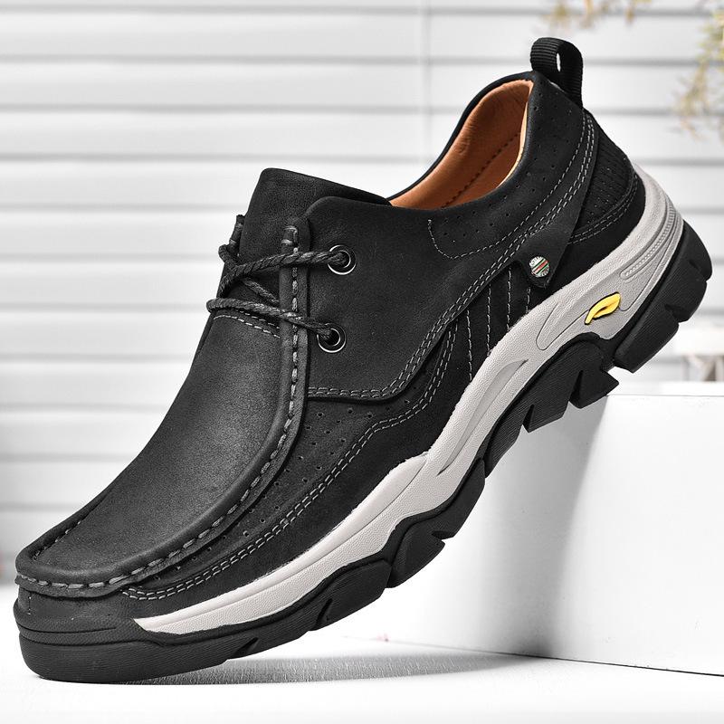 Jarní a podzimní pánské boty První vrstva hovězí kůže Outdoor Break Boty Měkké dno Kožené boty Protiskluzové turistické boty