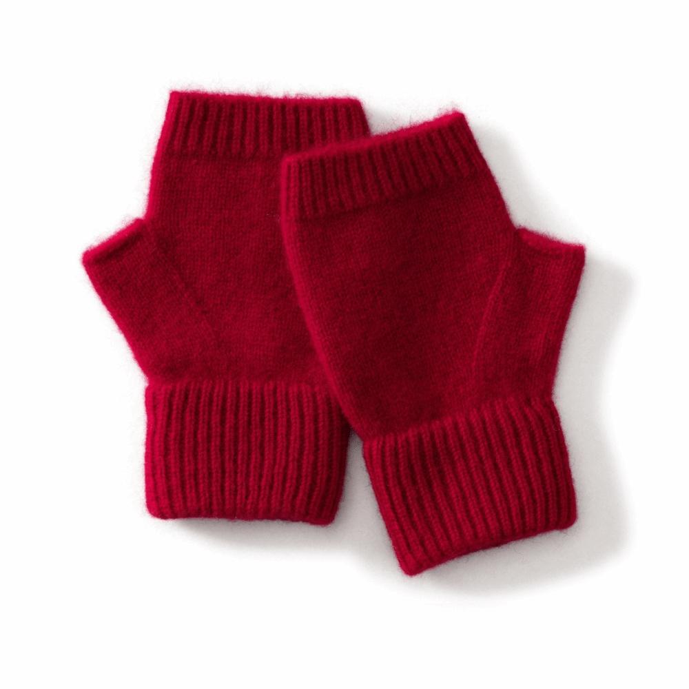 Solid Color Wool Knitted Gloves Cozy Fingerless Gloves Winter Season Women's Wear