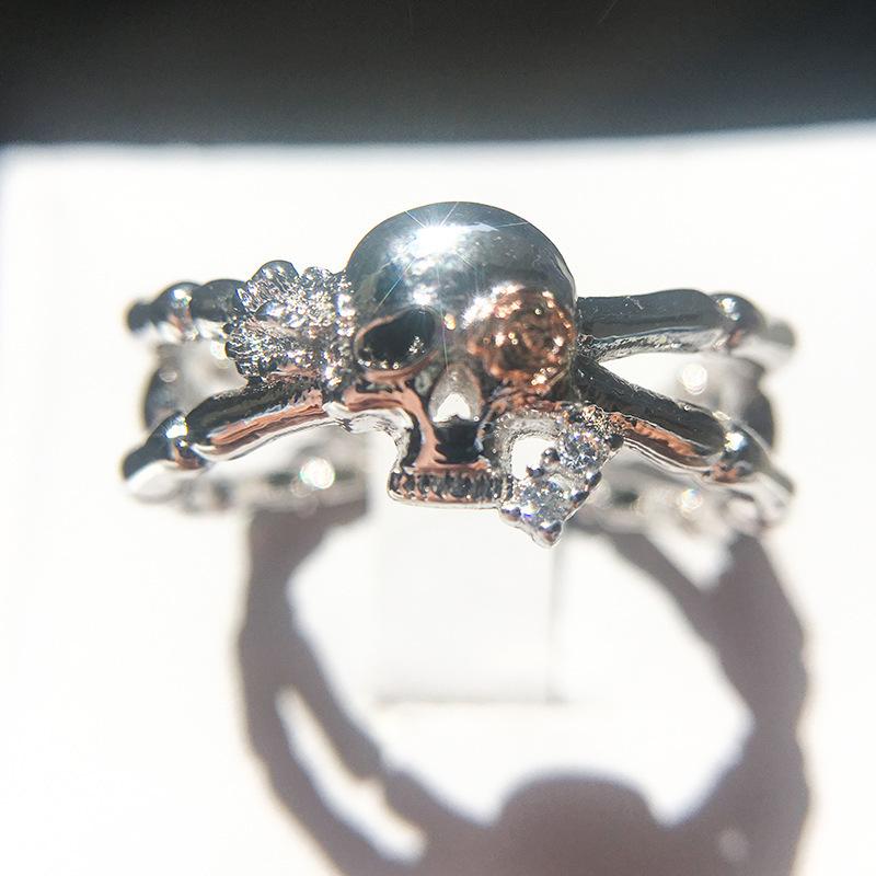 Jewelry Punk Personality Gold Ring, With A Flower Creative Color Retention Ring On The Head