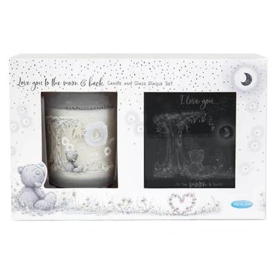 Me To You Moon & Back Candle and Glass Plaque Set