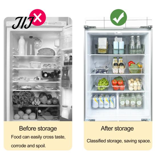 Fresh Keeping Produce Keepers Refrigerator Storage Box with Handle, Clear PET Pull Out Drawer Home Kitchen Accessories Organizer, Stackable