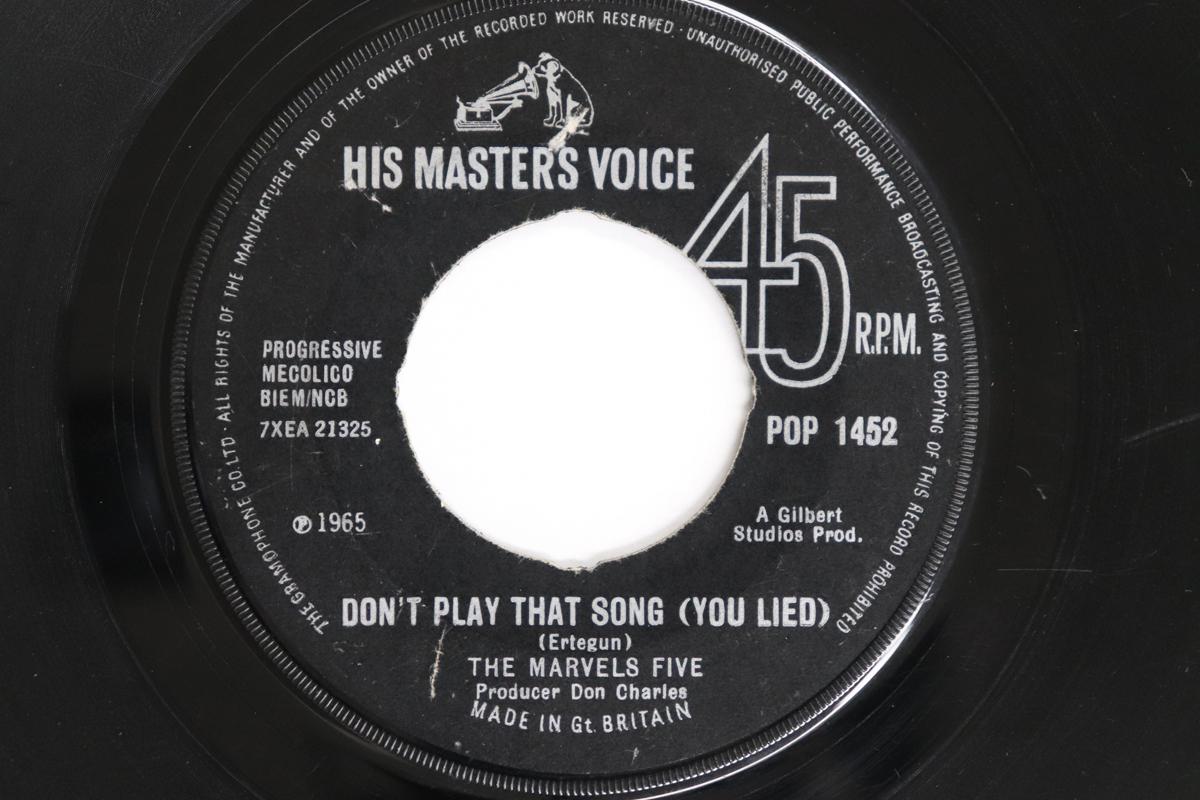 

7-дюймовая пластинка MARVELS FIVE - Не играй эту песню (Ты солгал) / F POP1452 HIS MASTER S VO 1965 UK Соул/Фанк Б/У