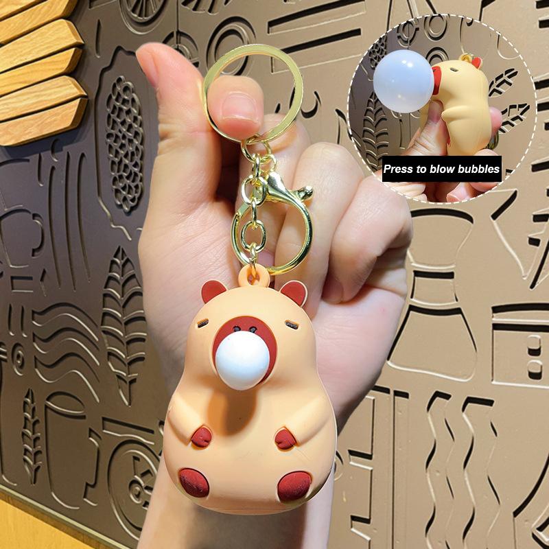 Kapibara Lalka Ściśnij Muzyka Brelok Zabawki Ściśnij Pluj Bąbelki Zabawka Antystresowa Lalka na Plecak Dziecięcy Zawieszka Dekoracja