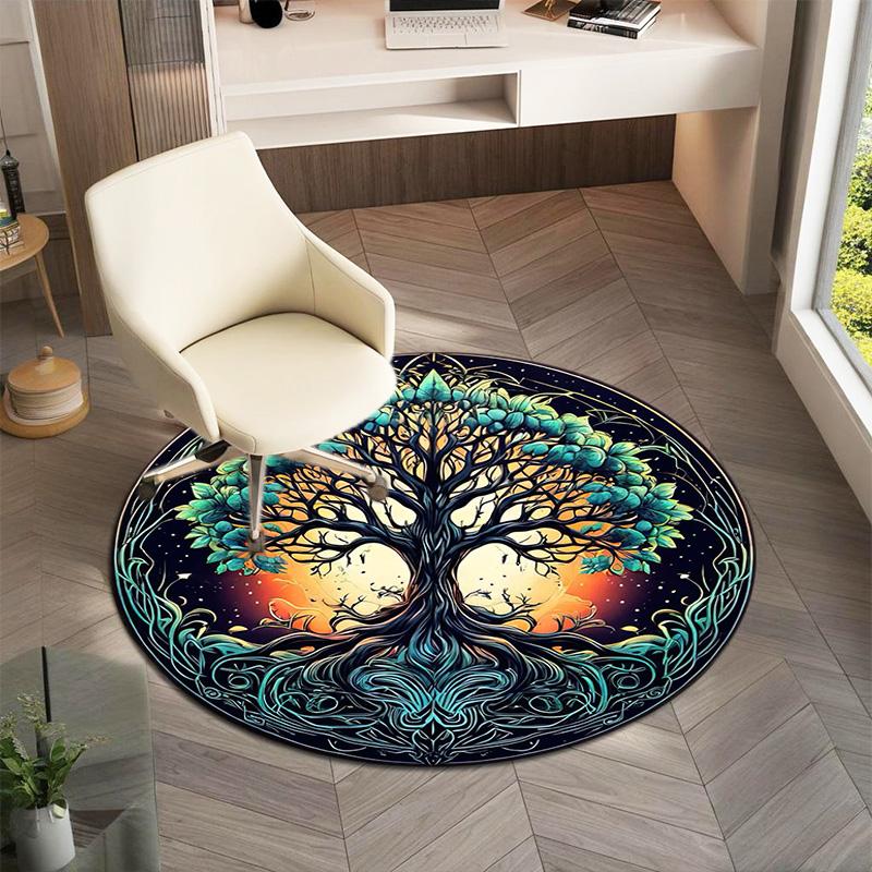 1Pc Tree of Life Circular Print Rug - home decoration Carpet For Living Room Bedroom Flooring Computer Chair Area Rug
