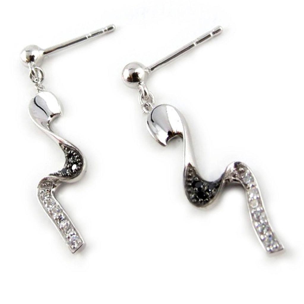 Altesse [K9441] - Silver Earrings 'Scarlett' Black White