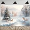 1 pack Christmas-themed background fabric featuring a scene of pine trees and elk made of durable polyester.ZL