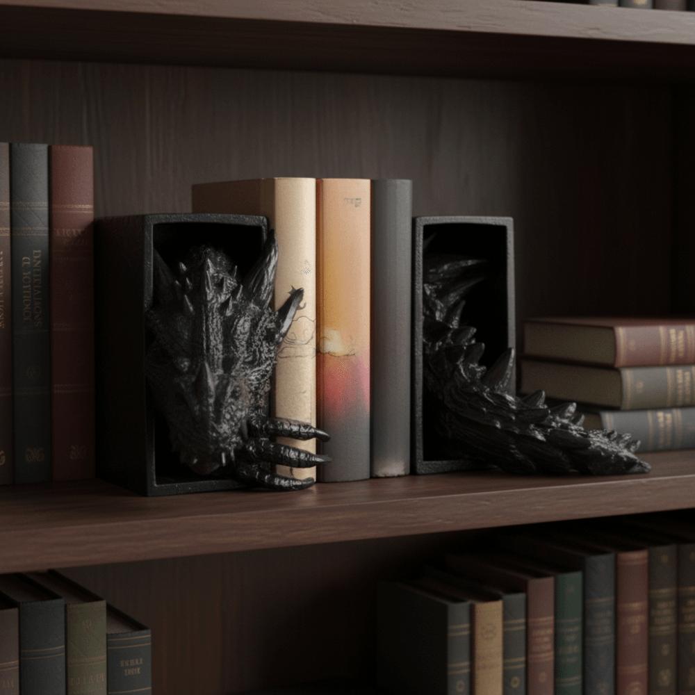 Vintage Dragon-Shaped Book Stand Set 3D Bookshelf Dragon Ornaments File Cabinet