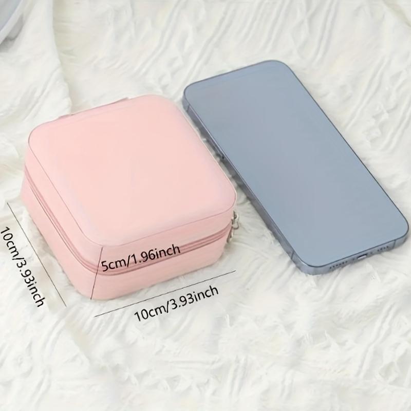 1Pc Modern Faux Leather Jewelry Box, Rectangular with Necklace Hooks, Multi-Purpose Travel Organizer for Necklaces, Earrings, and Rings, Snap Closure