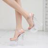 Female Thick Heel 8cm Thick Bottom Large Size Super High Heel Shoes 18cm Model Catwalk Pole Dance Fashion Transparent Sandals