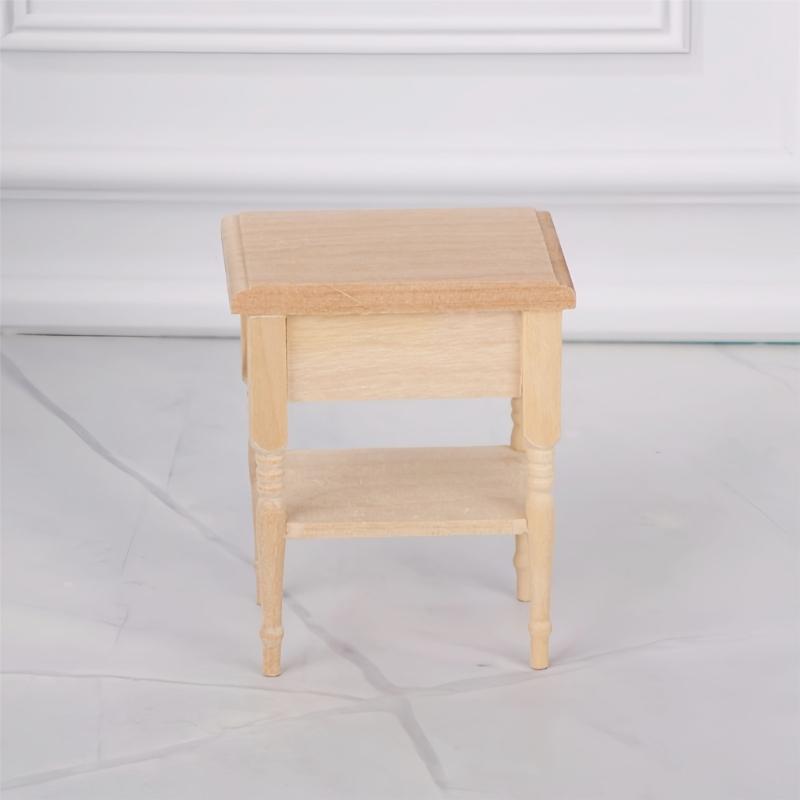 1:12 Scale Bedside Table For Doll House Bedroom Display Unfinished Miniature Wood Doll House Nightstand for Painting