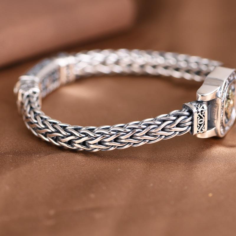 Retro Vintage Trend Diamond Pestle Watch Chain Style Men's Bracelet